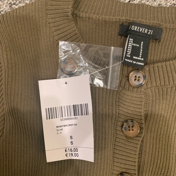 trendy army green button down sweater - Picture 3 of 3